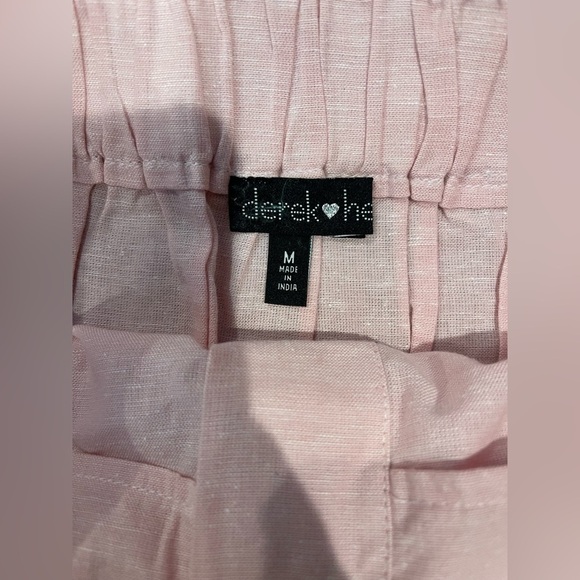 DEREK HEART Light Pink Paperbag Linen Y2k Mini Skirt - Picture 2 of 8